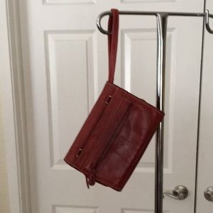 Chaos Leather Collection wristlet. Maroon.